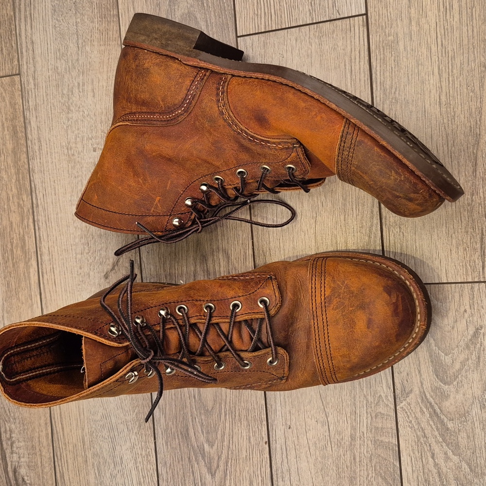 RED WING Iron Ranger 8085 Copper Brown Leather Sz 10.5 D Mens Lace Up Work Boots - Picture 3 of 14